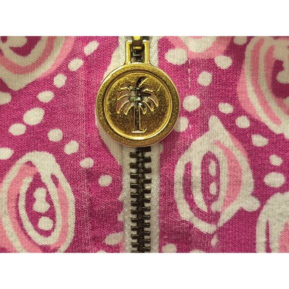 Lilly Pulitzer Pink Black Skipper Popover Track Jacket S Half-Zip 3/4 Sleeves - Picture 5 of 11